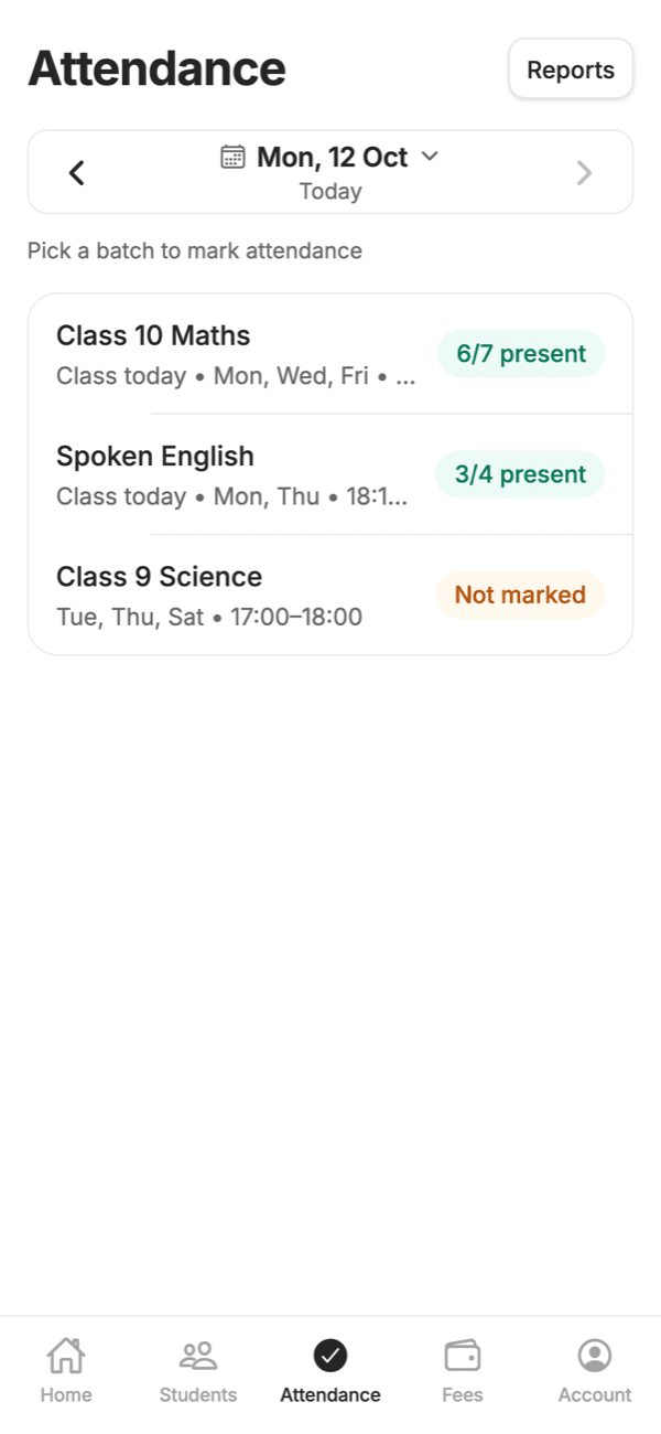 Attendance in ChalkPis Classes